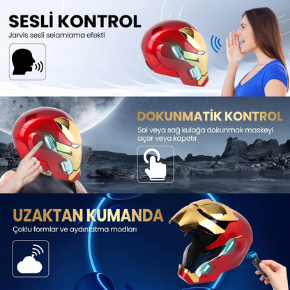 Iron Man MK50 Kask — Sesli Komut & Uzaktan Kumanda Işıklı Akıllı Maske