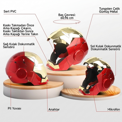 Iron Man MK5 Kask — Jarvis 1:1 Sesli Kontrol, 3-in-1 Işıklı Akıllı Maske