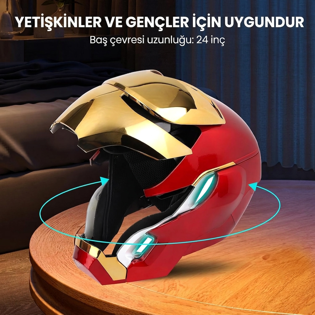 Iron Man MK50 Kask — Sesli Komut & Uzaktan Kumanda Işıklı Akıllı Maske