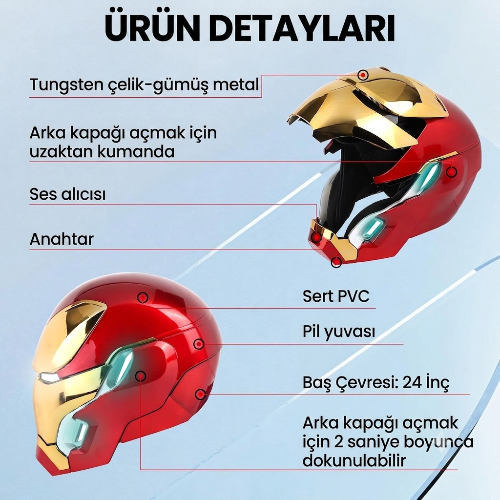 Iron Man MK50 Kask — Sesli Komut & Uzaktan Kumanda Işıklı Akıllı Maske