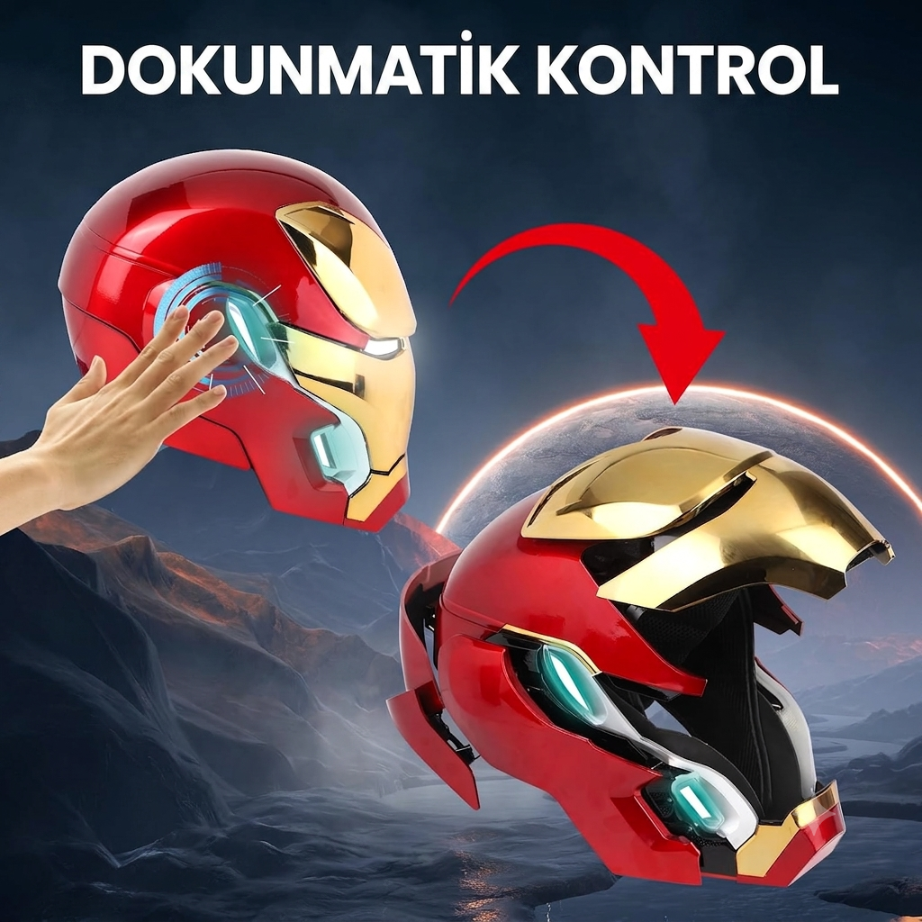 Iron Man MK50 Kask — Sesli Komut & Uzaktan Kumanda Işıklı Akıllı Maske